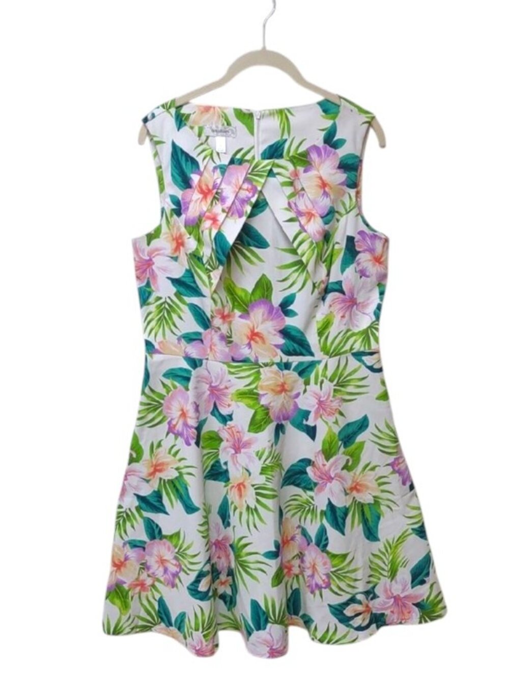 Dressbarn Hibiscus Floral Sleeveless Fit And Flare A-line Stretch Sundress
